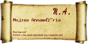 Mojzes Annamária névjegykártya